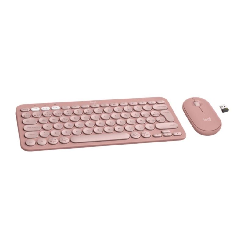 Teclado + Mouse Logitech pebble 2 combo inalámbrico rosa