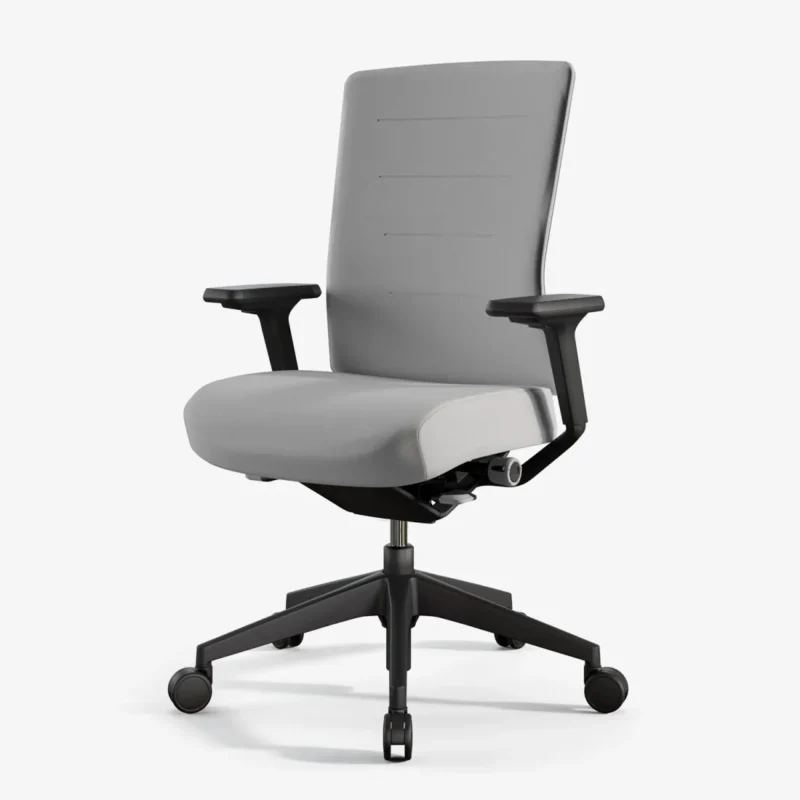 Silla de oficina TNK Flex gris con base de poliamida negra
